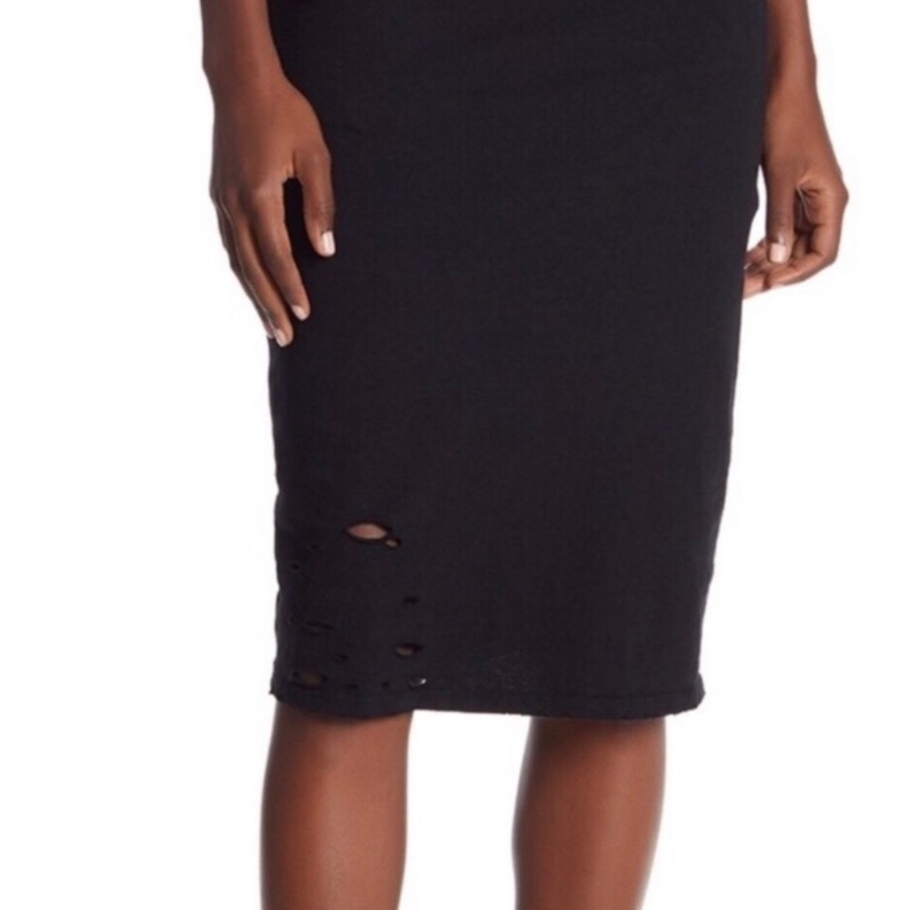Abound Distressed Black Midi Dress Size L - Picture 3 of 14